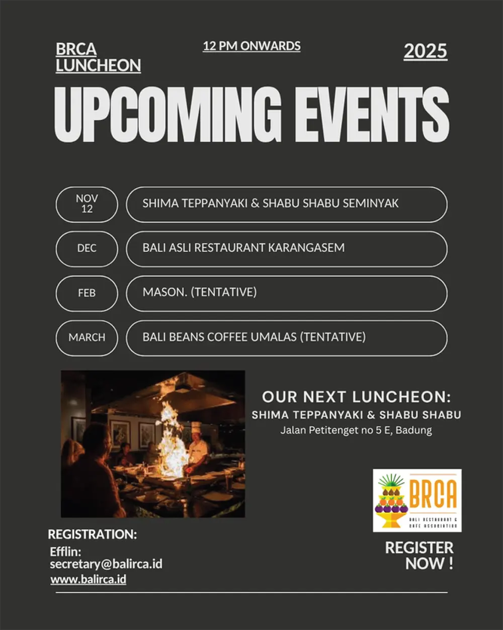 BRCA event october - upcoming events