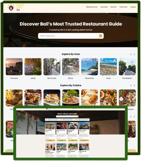 BRCA Upcoming Project: Where To Eat In Bali Website
